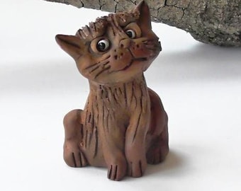 figurine petites figurines chat, chat sculpture, cadeau amoureux des chats, chat en céramique, statue de chat, décor de sculpture, figure de chat, cadeaux pour les amoureux des chats