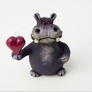 Sculpture en céramique, figurine d&#39;hippopotame, hippopotame en céramique, sculpture d&#39;hippopotame, statue en argile, hippopotame mignon, statue d&#39;hippopotame, animal en céramique, sculpture à la main