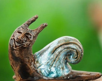 figurine snail ceramic , ornament snail , snail figurine, clay sculpture, snail  sculpture, animal lover gift, snail  lover gift, snail  art