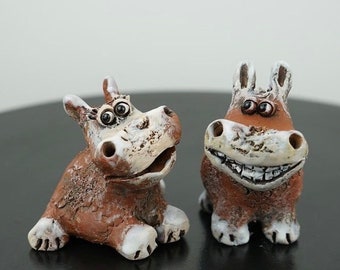 ceramic hippos , hippos figurine, clay sculpture, hippos sculpture, animal lover gift, hippos lover gift, hippos art, animal sculptures