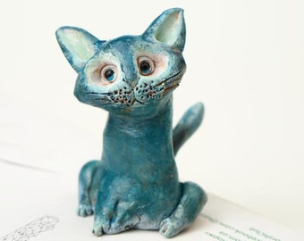 ceramic cat, cat decor, figurines cat, sculpture cat , cat lover gift,  cat statue, sculpture decor, cat figure, cat gift