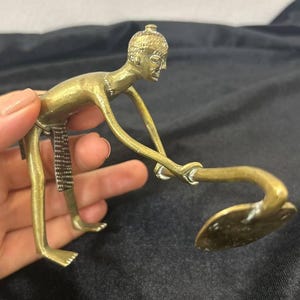 Vintage Brass Farmer Figurine – Indian Dhokra Art – Handmade Ethnic Folk Art Gift
