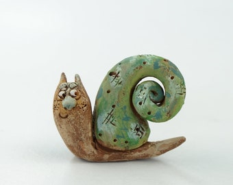 figurine snail ceramic , ornament snail , snail figurine, clay sculpture, snail  sculpture, animal lover gift, snail  lover gift, snail  art