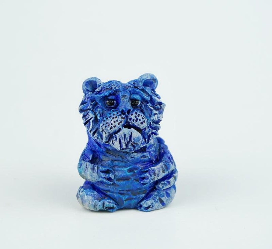 Ceramic Tiger Tiger Figurine Clay Sculpture Tiger Etsy