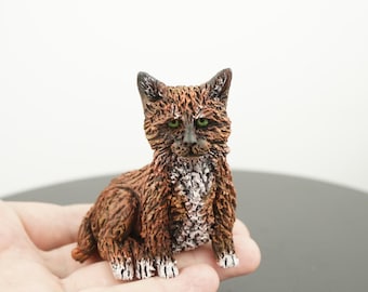 Clay Model of your cat. Mini cat Figurine. Awesome Ornament or Amazing Cake Topper. handmade