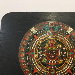 Vintage Aztec Sun Calendar Wall Art - Hand-painted Mexican Souvenir - Etsy