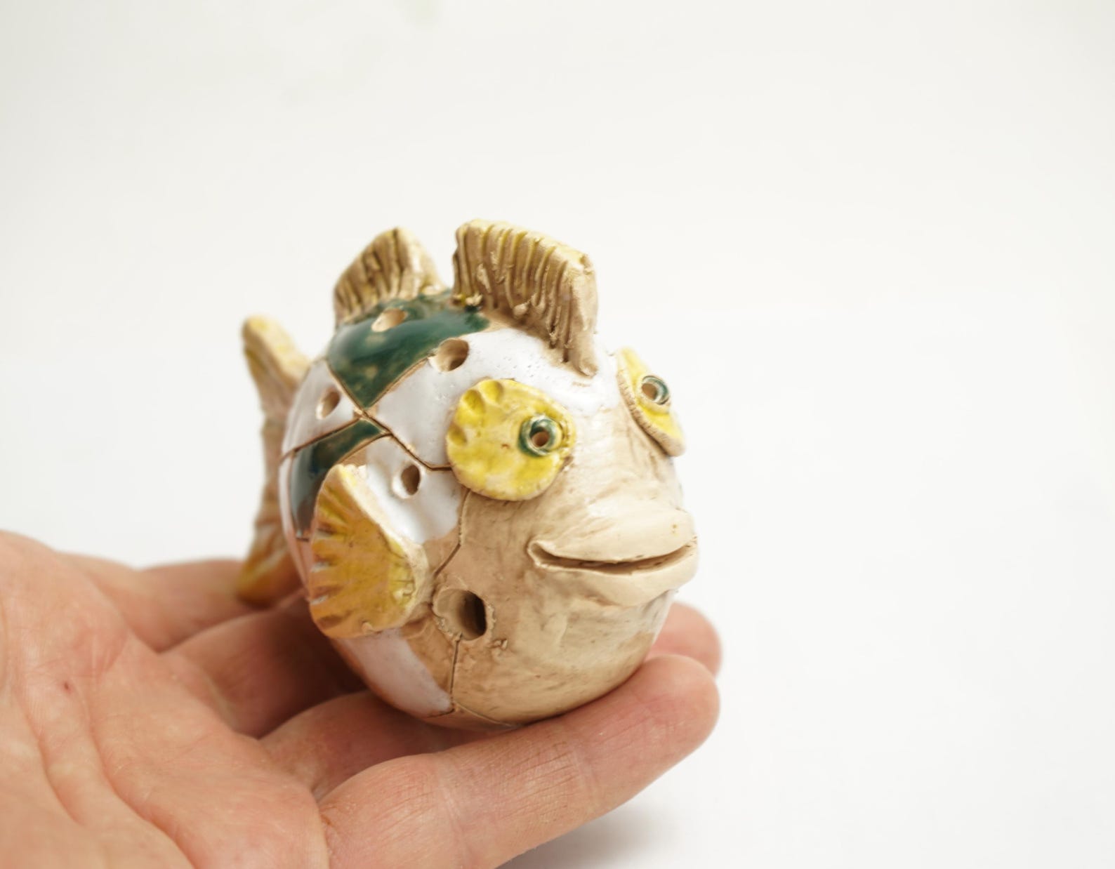 Blue Fish Figurine Aquarium Decorations Reference: Handmade Ceramic Fish Sculpture Unique Pottery Art Ocean Inspired
