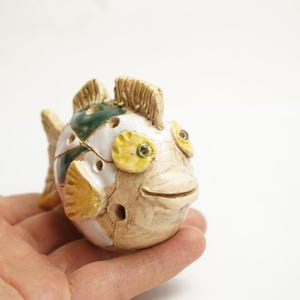 Handmade Ceramic Fish Sculpture, Unique Pottery Art, Ocean Inspired Home Decor, Nautical Collectible, Rustic Blue Fish Figurine,Coastal Gift
