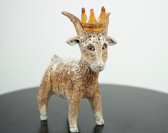 ceramic goat , goat figurine, clay sculpture, goat sculpture, goat charm, goat lover gift, goat art, animal sculptures