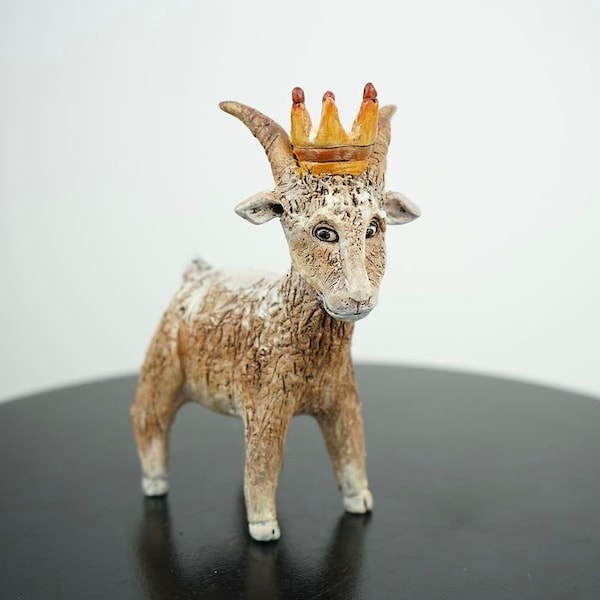 ceramic goat , goat figurine, clay sculpture, goat sculpture, goat charm, goat lover gift, goat art, animal sculptures