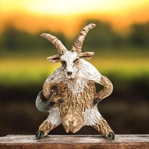 4.5&quot; Handcrafted Yule Goat Figurine - Whimsical Goat Christmas Decor
