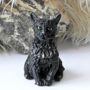 ceramic cat, gifts for cat lovers, cat decor, figurines cat, sculpture cat , cat lover gift,  black  cat statue,  cat figure, cat gift
