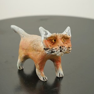 ceramic cat, cat figurine, clay sculpture, cat sculpture, cat charm, cat lover gift, cat art, cat decor, gifts for cat lovers