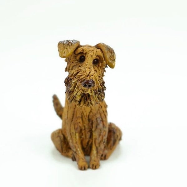 ceramic  dog, terrier statue, dog figurine, clay sculpture,  dog sculpture,   dog  lover gift,  dog  art,  dog decor, animal lover gift