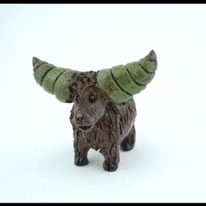 Farmhouse Inspired Ceramic Ram Figurine - Miniature Sheep Animal Figure