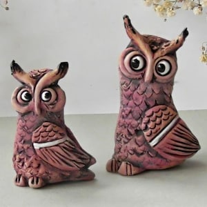 ceramic Owls , Owls figurine, clay sculpture, Owls sculpture, animal lover gift, Owls lover gift, Owls art, animal sculptures,  owl decor