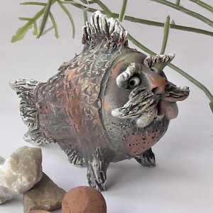 fish ceramic , ornament fish , fish figurine, clay sculpture, fish  sculpture, animal lover gift, fish  lover gift, fish  art