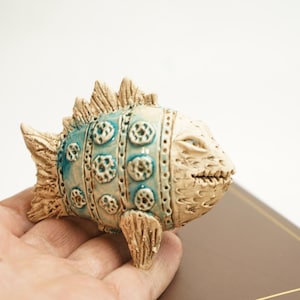 Handmade Ceramic Fish Sculpture, Unique Pottery Art, Ocean Inspired Home Decor, Nautical Collectible, Rustic Blue Fish Figurine,Coastal Gift