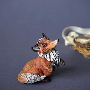 ceramic fox , fox  figurine, clay sculpture, fox  sculpture, animal lover gift, fox lover gift, fox art, animal sculptures