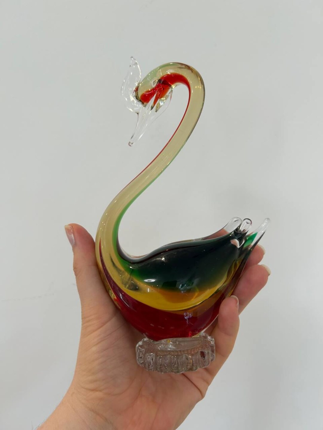 Vintage Murano Glass Swan Figurine – 23 Cm Italian Art Glass Bird