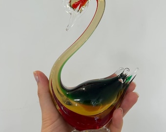 【イタリア 白鳥のムラノガラス】ヴィンテージ ヴィンテージ ムラーノガラス 白鳥の置物 – 23 cm イタリア製アート