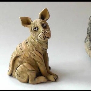 Handmade Sphynx Sad Cat Sculpture – Unique Author’s Figurine – Whimsical Emotional Hairless Cat Statue for Shelf Decor or Cat Lover Gift