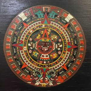 Vintage Aztec Sun Calendar Wall Art - Hand-painted Mexican Souvenir - Etsy