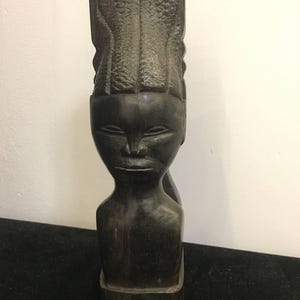 African Wooden Bust Statue | Handmade Tribal Art | Vintage Ethnographic Sculpture | Home Decor Gift