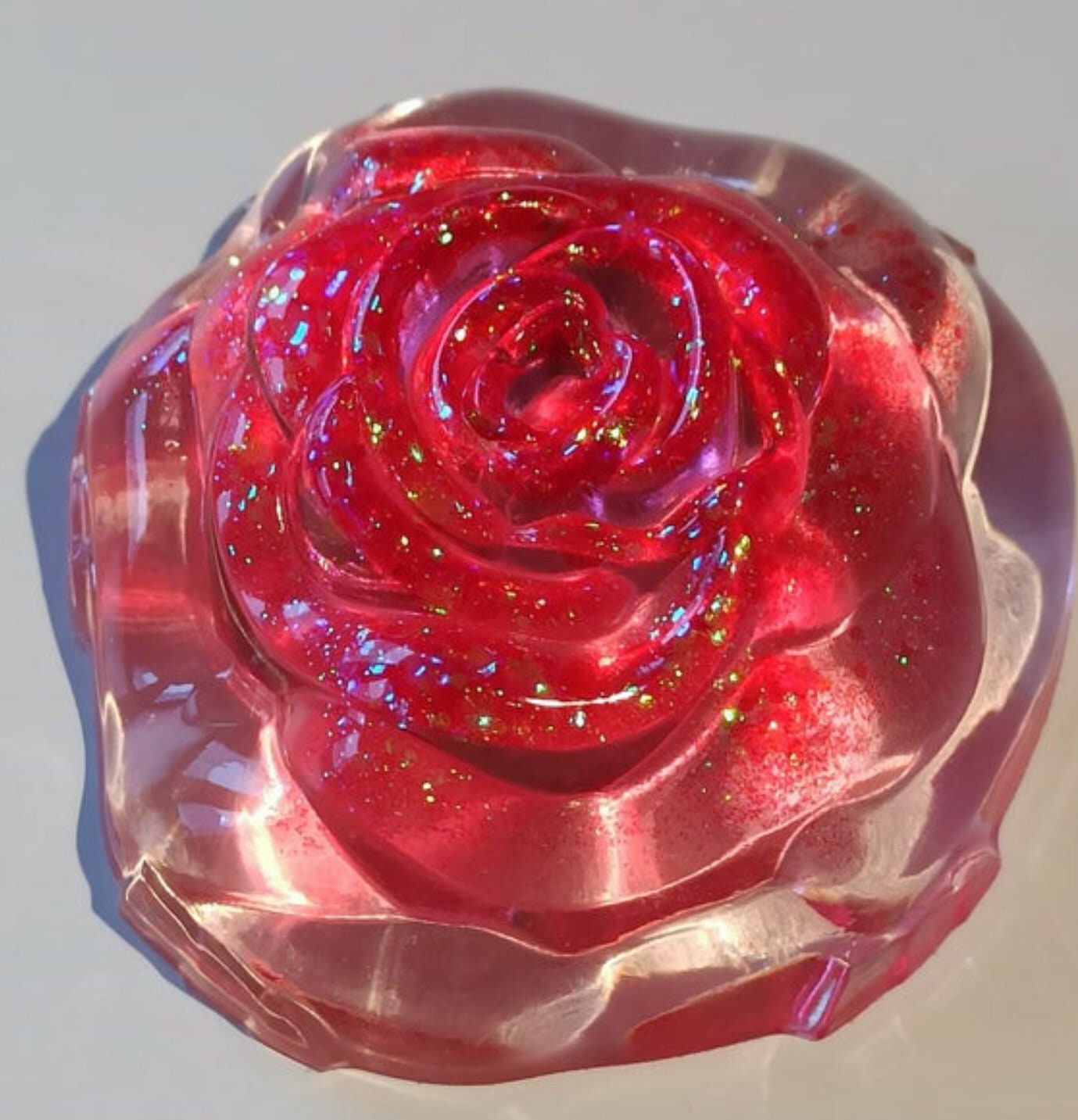 Rose in epoxy resin with glitter decoration resin rose Etsy