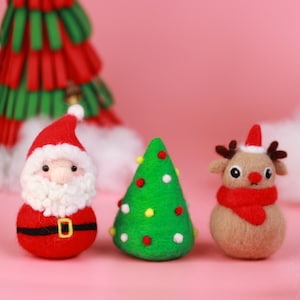 Christmas Needle Felting Kit for Beginners - Santa Claus, Tree, Reindeer Christmas Gift for Her - Craft Kit