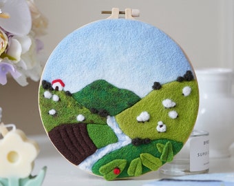 Spring Needle Felting Picture Kit DIY Craft Gift with Everything to Make, Easy for Beginner, Mother's Day Gift - 20cm 8 Inch