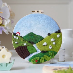 Spring Needle Felting Picture Kit DIY Craft Gift with Everything to Make, Easy for Beginner, Mother's Day Gift - 20cm 8 Inch