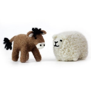 Donkey and Sheep Needle Felting Kits - including Everything to Make - Needle Felting Kits for Beginners - Length 4 inch (10cm)