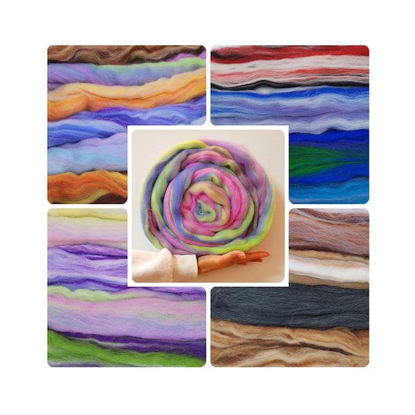 Felting Wool Mixed - Blended Roving for Spinning, Wet Felting, Needle Felting Kit, Wool Roving Crafts - 50g / 1.77oz
