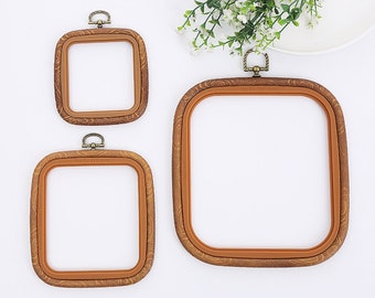 3 Size Square Embroidery Hoop Retro Rubber Design for Embroidery Kit - Hoop Art Accessories