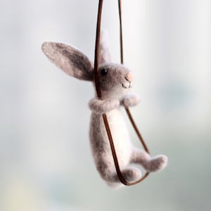 Schaukeln Kaninchen Nadelfilz Paket für Anfänger 10 cm Geschenk zum Muttertag