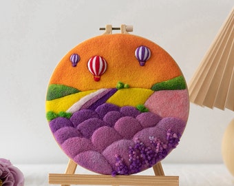 Lavender Landscape Needle Felting Kit, DIY Craft Beginner Friendly