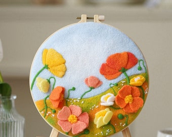 Coreopsis Flower Needle Felting Kit, DIY Craft for Beginners (8 inch)