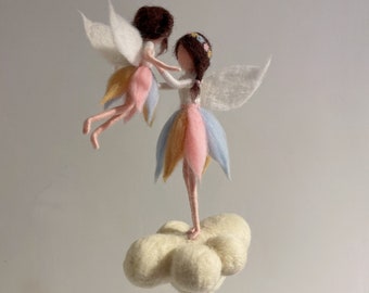 Gift for Mother's Day Fairy Needle Felting Kit - Mom and Kid with Video Instruction Height 6 and 4 inch