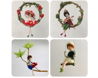 Swing Needle Felting Kits for Beginner, Elf Felting Supplies - Felting Kit Gift for Mom Grandma - Video Instruction - Height 4" (10cm)