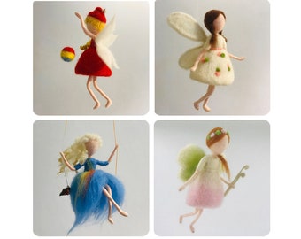 Fairy Felting Kits for Beginners, Elf Felting Supplies, Felting Tutorial- Gift for Mom, Grandma - Video Instruction - Height 4" (10cm)