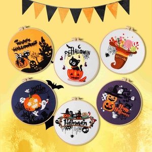 2023 Halloween Embroidery Kits for Beginners Halloween Decor Craft Kits - Embroidery Starter Kit