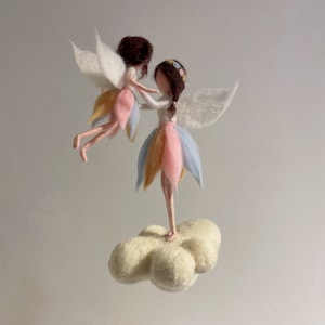 Gift for Mother's Day Fairy Needle Felting Kit - Mom and Kid with Video Instruction Height 6 and 4 inch