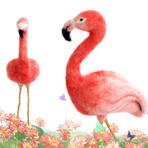 Flamingo Needle Felting Kit for Beginners Gift Wrap - Mother's Day Gift, Include Everything to Make Craft Kit Height 6.3"