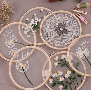 Transparent Embroidery Kit Hoop Art Mother's Day Gift Modern Embroidery for Beginners 7 inch 18cm Diameter