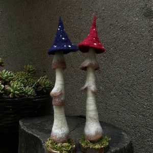 Blue and Red Mushroom Fairy Needle Felting Kits Gift for Mom Easy for Beginners
