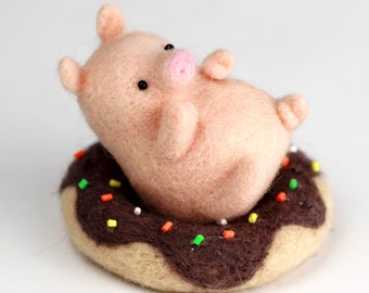 Mother&#39;s Day Gift Craft - Piggy Needle Felting Kit Love Donut - Felting Supplies, Felting Kit for Beginners, Needle Felting Starter Kit