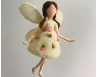 Fairy Needle Felting Kit, Elf Felting Supplies - Mother's Day Gift - Video Instruction Friendly for Beginner - Height 4" (10cm)