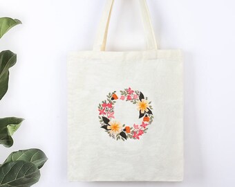 Embroidery Handbag Kit Flower Pattern Hoop Art - DIY Embroidery Female Gift - Modern Embroidery