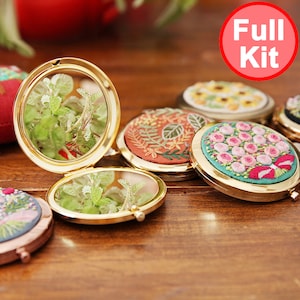 Pocket Mirror Embroidery Kit For Beginner - Embroidery Pretty Personalized Gifts for Mom